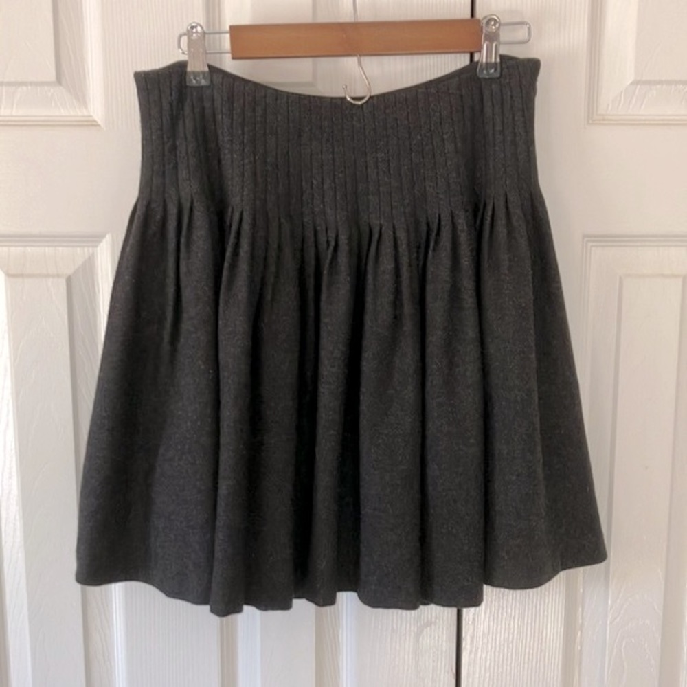 Rugby by Ralph Lauren Gray Wool Blend Pleated Skirt Sz4